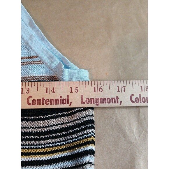 White House Black Market Tank Top Blouse Womens M Blue Striped - Picture 4 of 9